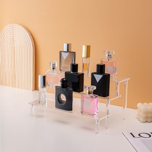 Acrylic Risers Display Stands, 3 Tier Perfume Organizer Display Shelf & Versatile Cupcake Stand Holder, Display Risers for Figures, Dessert Shelves for Party for Decoration and Organizer