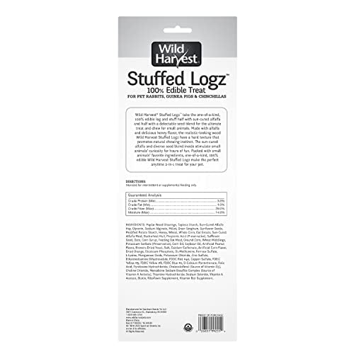 Wild Harvest Stuffed Logz 1 Count, Edible Treat for Rabbits, Guinea Pigs and Chinchillas, Artificial Peanut Butter Flavor (Pack of 2)