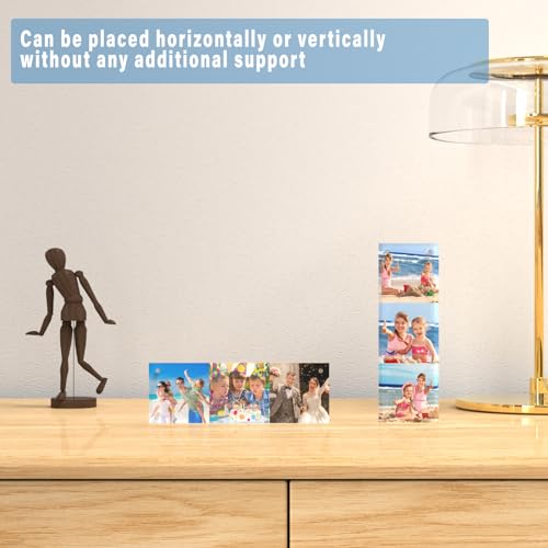 HELPLEX Acrylic Frame, 5 Pack 5x7 Acrylic Picture Frames, 24mm Thicker Frameless Clear Frame Double Sided Magnetic Frame, Free Standing Desktop Display Stand Acrylic Frames