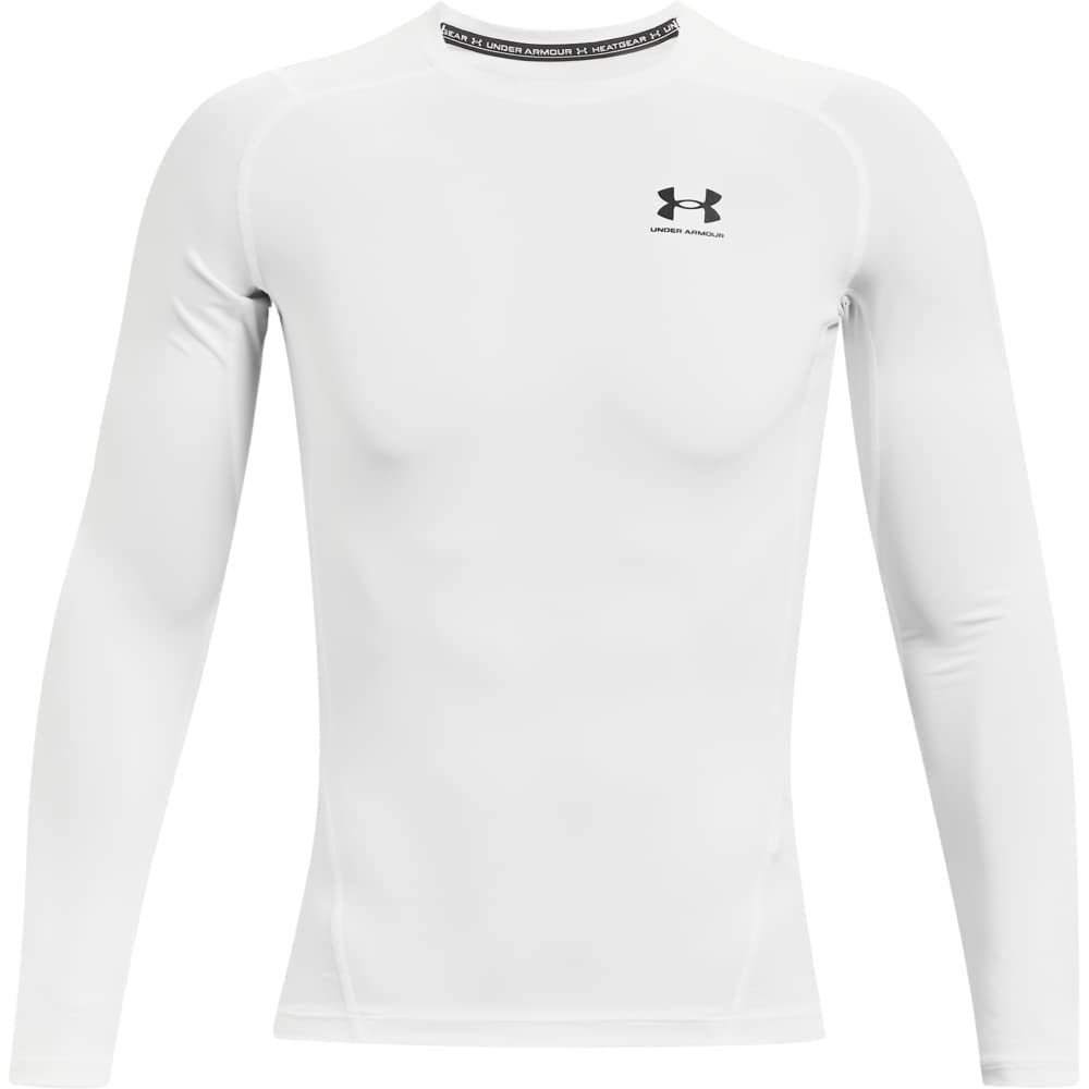 Under Armour Men's Armour HeatGear Compression Long-Sleeve T-Shirt , White (100)/Black, X-Large