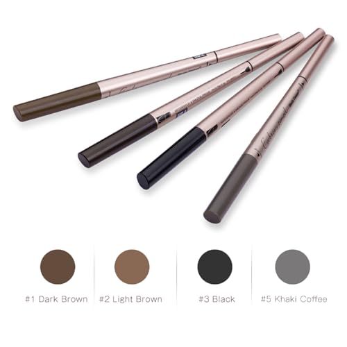 HeyBeauty 2 Pack of Eyebrow Pencil, Waterproof Eyebrow Makeup with Dual Ends, Professional Brow Kit with Eyebrow Brush, Black