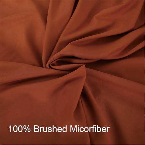 YINFUNG Flower Duvet Cover Floral Embroidered Burnt Orange Terracotta Rust White Queen Spring Wildflower Botanical Jacquard Textured 3 Pieces Bedding Set Country French Elegant