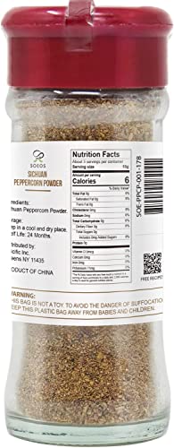 Soeos Sichuan Peppercorn Powder 1oz (28.3g), Non-GMO Verified, Szechuan Peppercorn Powder, Ground Sichuan Green Peppercorns, Green Sichuan Peppercorn Powder, Mapo Tofu Essential Ingredient
