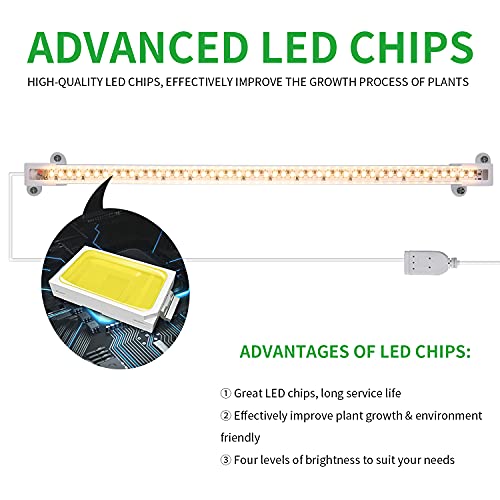 RWNTAO One Strip Growing lamp 2-Pack, Full Spectrum LED Grow Light Strips for Indoor Plants with Auto ON/Off Timer & 4 Dimmable Levels for Green House Hydroponics Succulent (One Head 2 Pack)