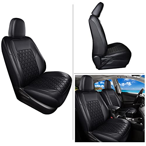Huidasource Custom Fit RAV4 Front Car Seat Covers, Leather Seat Cushion Cover Accessories Fit for 2019-2024 Toyota Rav4 XLE LE XLE Premium Limited(Not for Hybrid/Adventure/TRD Off-Road/Prime, Black)