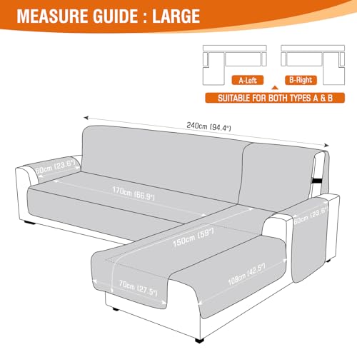 VANSOFY Sectional Couch Covers 100% Waterproof L Shaped Sofa Slipcover 3pcs Reversible Chaise Lounge Cover for Sectional Sofa Furniture Protector Cover for Pets Cat Dog(Small, Blcak)