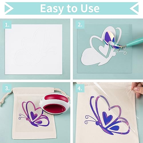 HTVRONT Holographic Heat Transfer Vinyl- 12" x 6ft Holographic HTV for Shirts, Hats, Holographic Iron on Vinyl for All Cutting Machines, Matellic Sheen, Easy to Cut & Weed (Blue-Purple)