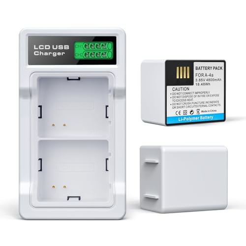 E EGOWAY 2-Packs Batteries Compatible with Arlo Pro 5S 2K, Arlo Pro 4, Pro 3, Arlo Ultra 2, Ultra Cameras VMA5400 VMC4040P VMC4060P A-4a, 3.85V 4800mAh, with LCD Dual Charger