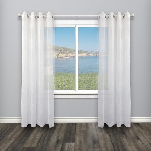 Hermosa 26-48 Inch Adjustable Curtain Rod Set, 5/8 Inch Diameter in Antique White