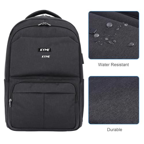KYME Work Backpack,Large Backpack,17 Inch Travel Laptop Backpack,Water Resistant Collage Book Bags for Men,Black