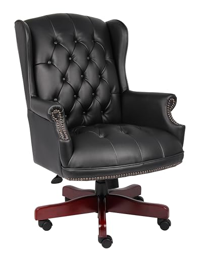 Boss Office Products Wingback Traditional Chair , Leather, in Black