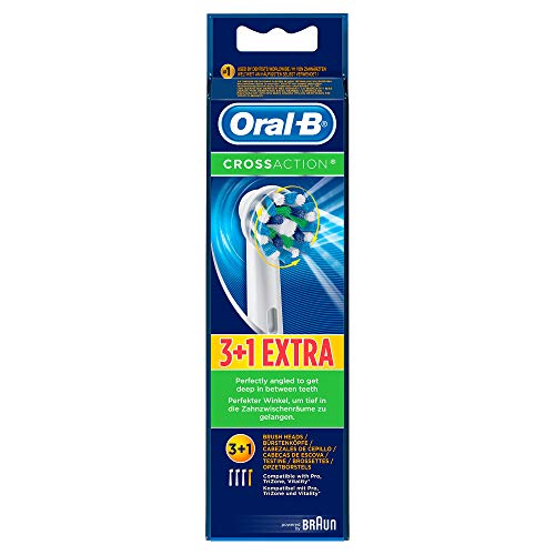 Oral B Cross Action Electric Toothbrush Replacement Brush Heads Refill, 4 Count
