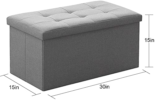 Camabel Folding Storage Ottoman Bench Cube Holds Up to 660lbs 30 inch Storage Bench with Memory Foam Seat Ottoman with Storage Footrest Padded Upholstered Tufted for Room BG364
