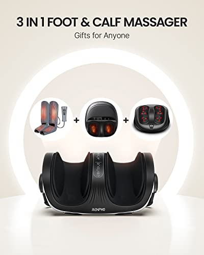RENPHO Foot Massager with Heat, Foot and Calf Massager for Athletes Foot Care, Deep Kneading Foot Massage for Feet/Ankle/Calf/Leg, Fits Up to Feet Size 14 Men, Christmas Gift for Her, Father, Mother