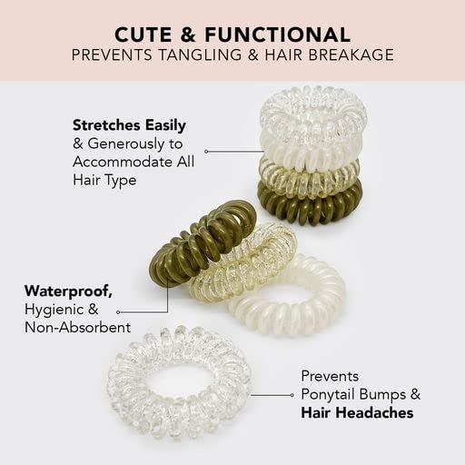 Kitsch Spiral Hair Ties for Women, Coil Hair Ties for Thick Hair, No Crease Hair Tie, Spiral Hair Ties No Damage, Hair Coils & Phone Cord Hair Ties for Thin Hair, Hair Ties Spiral, 8 pcs (Blonde)