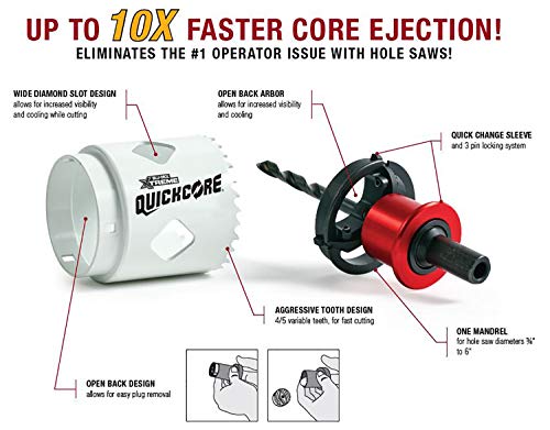 Disston E0100224 Blu-MOL QUICKCORE Xtreme Bi-Metal Hole Saw, 7" Clamshell Size, 5-1/4"