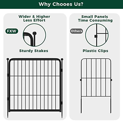 FXW Decorative Garden Fence Panels, Dog Fence for The Yard, Heavy Duty Metal, 32inch High 54ft Long in Total, Black