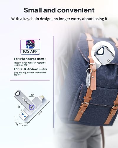 MFi Certified 128GB Flash Drive for iPhone Photo Stick USB Memory Stick Thumb Drives, High Speed USB Stick External Storage for iPhone/iPad/Android/PC