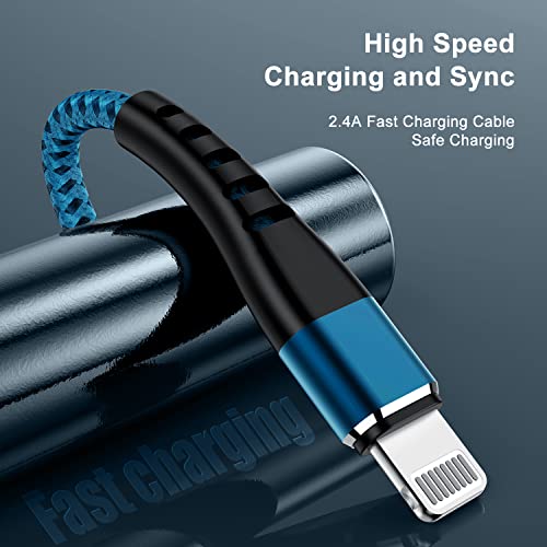 Essri 2Pack for iPhone Charger Cord 3FT, Lighting Cable 3 Feet to USB Charging Cable, Nylon Braided Charging Cord 3 Foot Compatible with iPhone 14 13 12 11 X XS XR 15 Pad -Red