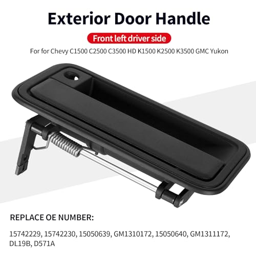 Front Exterior Door Handle for Chevy C1500 C2500 C3500 HD K1500 K2500 K3500 GMC Pickup Yukon 1988-2000 Driver Side for Chevrolet GMC Truck Metal Door Handles Replace 15742229 15742230 - Left x 1