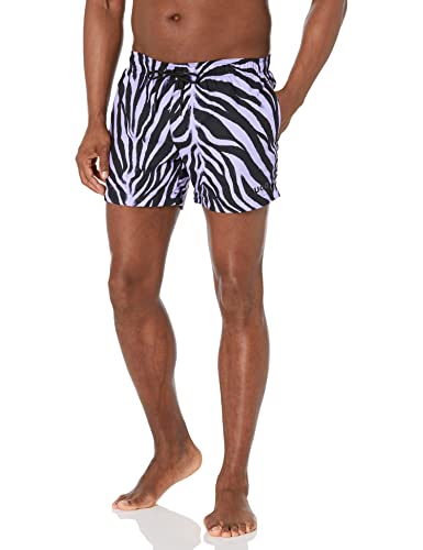 HUGO Mens Modern Animal Print Swim Trunks, Medium Lilac Animal Print, Small US