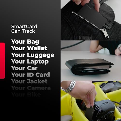 KeySmart SmartCard Wallet Tracker Card, Compatible with Apple Find My App, Rechargeable Thin GPS Item Finder for Luggage Tag, Purse, Passport, Slim Smart Bluetooth Tracking with Key Chain Hole