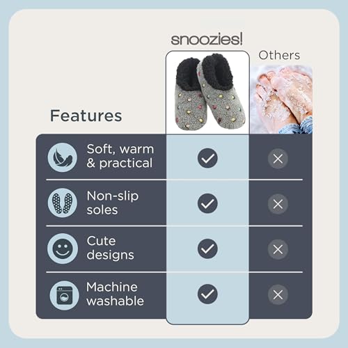 Snoozies Slippers for Women | Lotsa Dots Colorful Cozy Sherpa Slipper Socks | Womens House Slippers | Cozy Slippers for Women | Fuzzy Slippers | Black | Small