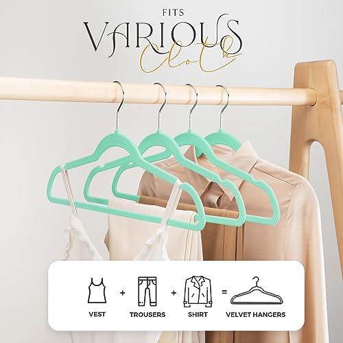 HOUSE DAY Premium Velvet Hangers, Non-Slip Thin Flocked Felt Hangers, Sturdy Clothes Hangers Heavy Duty Coat Hangers & Suit Hangers, Durable Suit Hangers for Closet Space Saving (100 Pack, White)