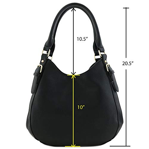 Light-weight 3 Compartment Faux Leather Medium Hobo Bag (Stone)
