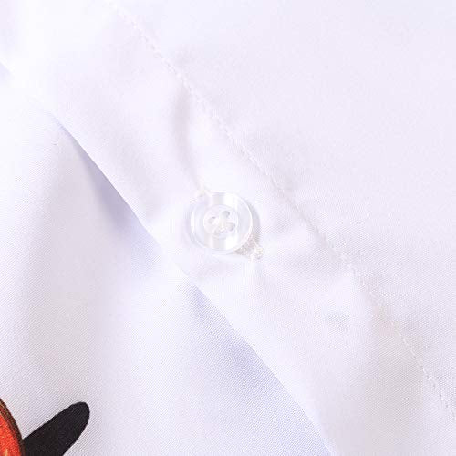 OCHENTA Boys Halloween Shirt Button Down Shirt Long Sleeve Pumpkin Owl Print Hawaiian Tops 5 White Tag 100CM - 2T
