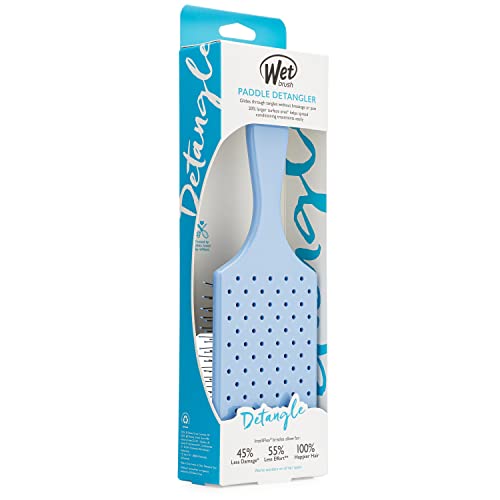 Wet Brush Paddle Detangler Hair Brush, Sky - Ultra-Soft IntelliFlex Detangling Bristles with AquaVent Design - Spread Hair Treatments Evenly - Pain-Free Hair Brush For Women, Men, Wet And Dry Hair