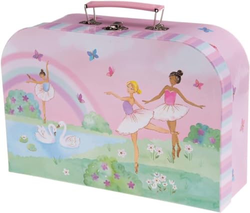 Jewelkeeper Tea Set for Little Girls - 15-Piece Tin Tea Party Set, Ballerina Design - Safe and Durable Toy Kids Tea Set with Carrying Case - Ideal Gift for Kids