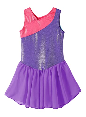Kidsparadisy gymnastics leotards for girls long sleeve dress black ballet leotard 2t 3t (100(2-3Y), Black-hotpink)