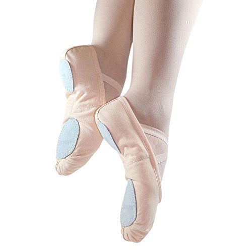Danzcue Adult Canvas/Leather Ballet Shoes Split Sole Ballet Slippers for Women Dance Shoes, Pink, 11M