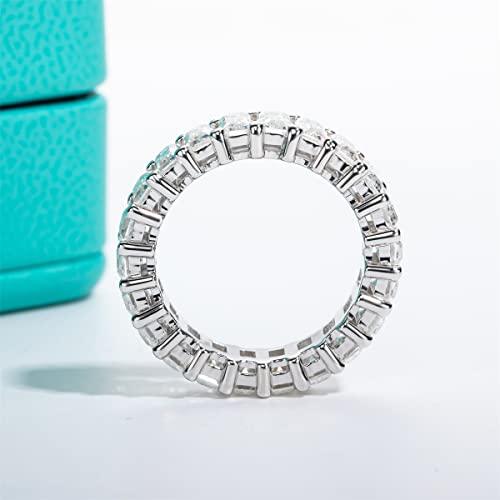 AnuClub Princess Cut Moissanite Eternity Ring 4cttw D Color VVS1 Lab Created Diamond Sterling Silver Eternity Wedding Band Ring, Christmas Gift for Women with Certificate(9)
