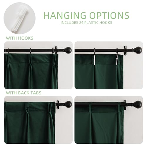 KGORGE Ivory Pinch Pleated Velvet Curtains 96 inches, Thermal Insulated Room Darkening Hook Rings & Back Tab Floor to Ceiling Curtains for Bedroom Living Room, W 66 x L 96, 2 Panels