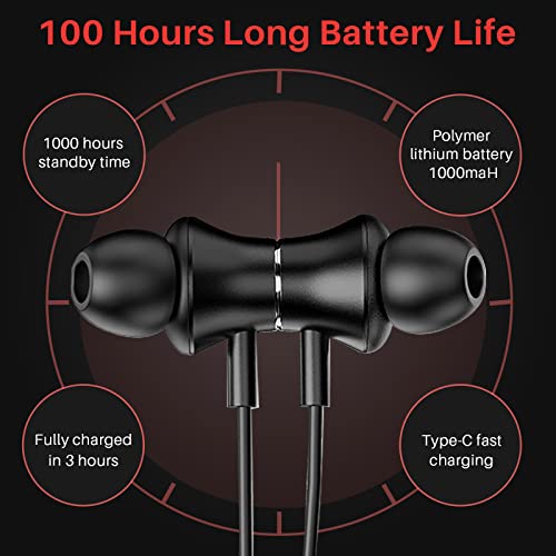 Nepartak Wireless Bluetooth Headphones with 120 Hours Playback, Built-in Mic, in-Ear Design, Stereo Bass, Noise Reduction, Waterproof Sports Neckband Headset