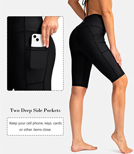 SANTINY Women's High Waisted Swim Shorts with Pockets UPF50+ Long Board Swimming Shorts for Women with Liner (Purple_M)