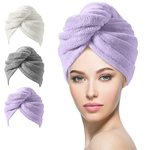 YFONG Larger Microfiber Hair Towel Wrap for Women, Purple, 30" X 10.2"