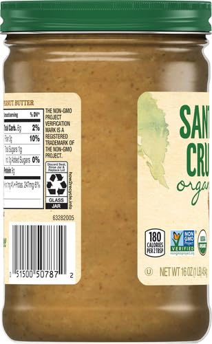 Santa Cruz Organics Crunchy Dark Roasted Peanut Butter, 16 Ounce