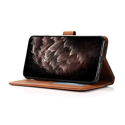 Mavis's Diary Compatible with Samsung Galaxy A14 5G Case Wallet with Card Holder, Double Color Leather Folio Phone Cover Magnetic Closure Stylish Folding Case with Kickstand (Black Pink)