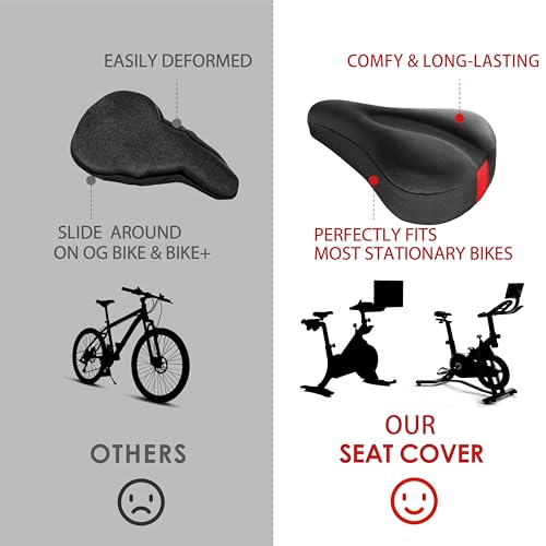 Bike Seat Cushion Compatible with Peloton Bike & Plus, Gel Bicycle Seat Cover for Women & Men Comfort, Accessories for Most Narrow Bicycle Saddle, Extra Padded with Soft Memory Foam, 11”x7”