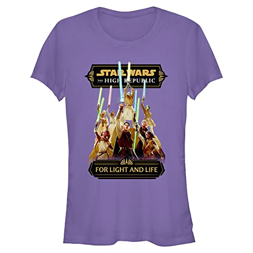 Star Wars Republic Lighters Up High Women's Fast Fashion Short Sleeve Tee Shirt, Red, Small