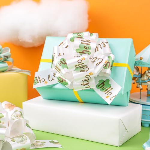 RUSPEPA Baby Pull Bow for Gift Wrapping - Elephant and Lion Jungle Design for Birthday, Baby Shower, Holiday, Party - 5", Total of 24 Bows