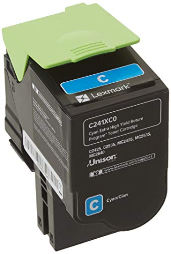Lexmark C241XC0 Cyan Extra High Yield Return Program Cartridge Toner, Grey