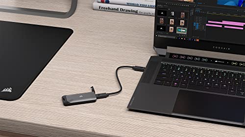 Corsair EX100U 1TB Portable USB Type-C Storage Drive - Blazing-Fast Storage to Any PC/Mac/Console, Gen2 x2 Connection, Up to 20Gbps, Plug and Play, Included USB Type-C and USB Type-A Cables - Black