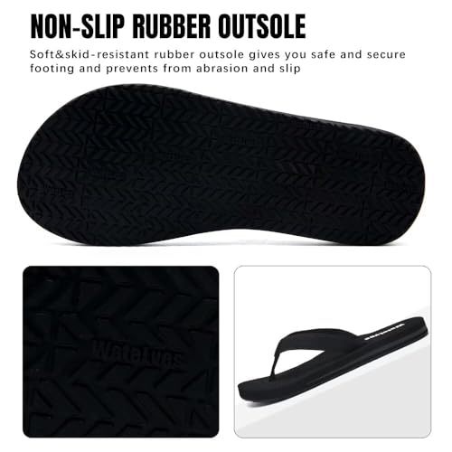 WateLves Womens-Flip-Flops-Thong-Sandals-Beach-Shoes Light and Comfortable for Vacation Walking-Bathroom-Pool(02/Black-38)