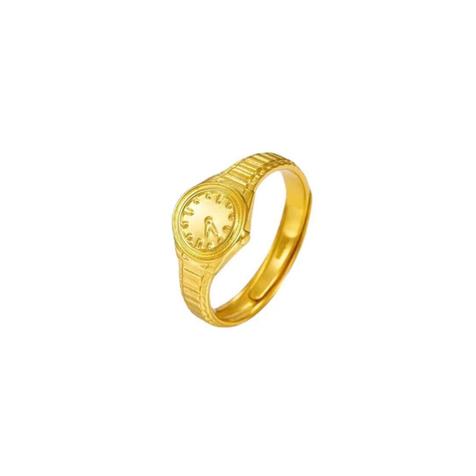 Rrdaily Vintage Gold Lover Finger Watch Rings for Women,Personalized Punk Gothic Adjustable Watch Ring Lover Friend Jewelry Gifts (A)