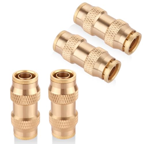 HaSaoMoi 1/2" Air Brake Line Fitting, (Half an inch) DOT Brass Push in Fitting, Push to Connect Union Fittings Air Brake Union 1/2" Tube OD for Trucks Trailers andIndustrial Use (4 Pack)