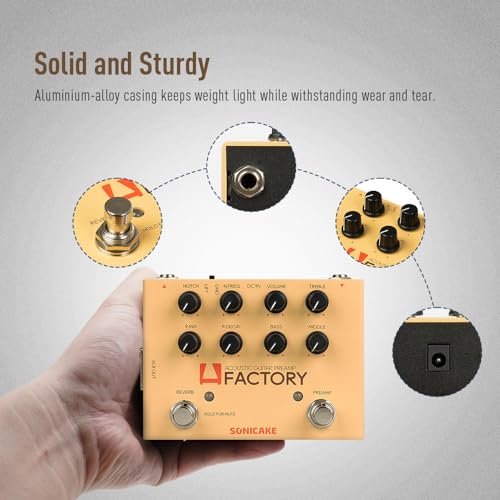 SONICAKE Acoustic Guitar Effects Pedal with Analog Preamp and Digital Reverb Acoustic Instruments with XLR Output - A Factory